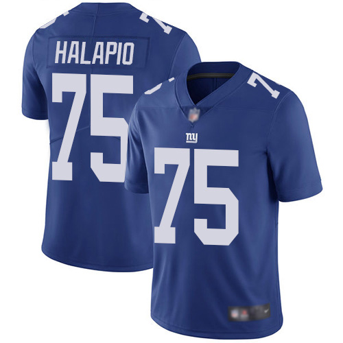 Men New York Giants 75 Jon Halapio Royal Blue Team Color Vapor Untouchable Limited Player Football NFL Jersey